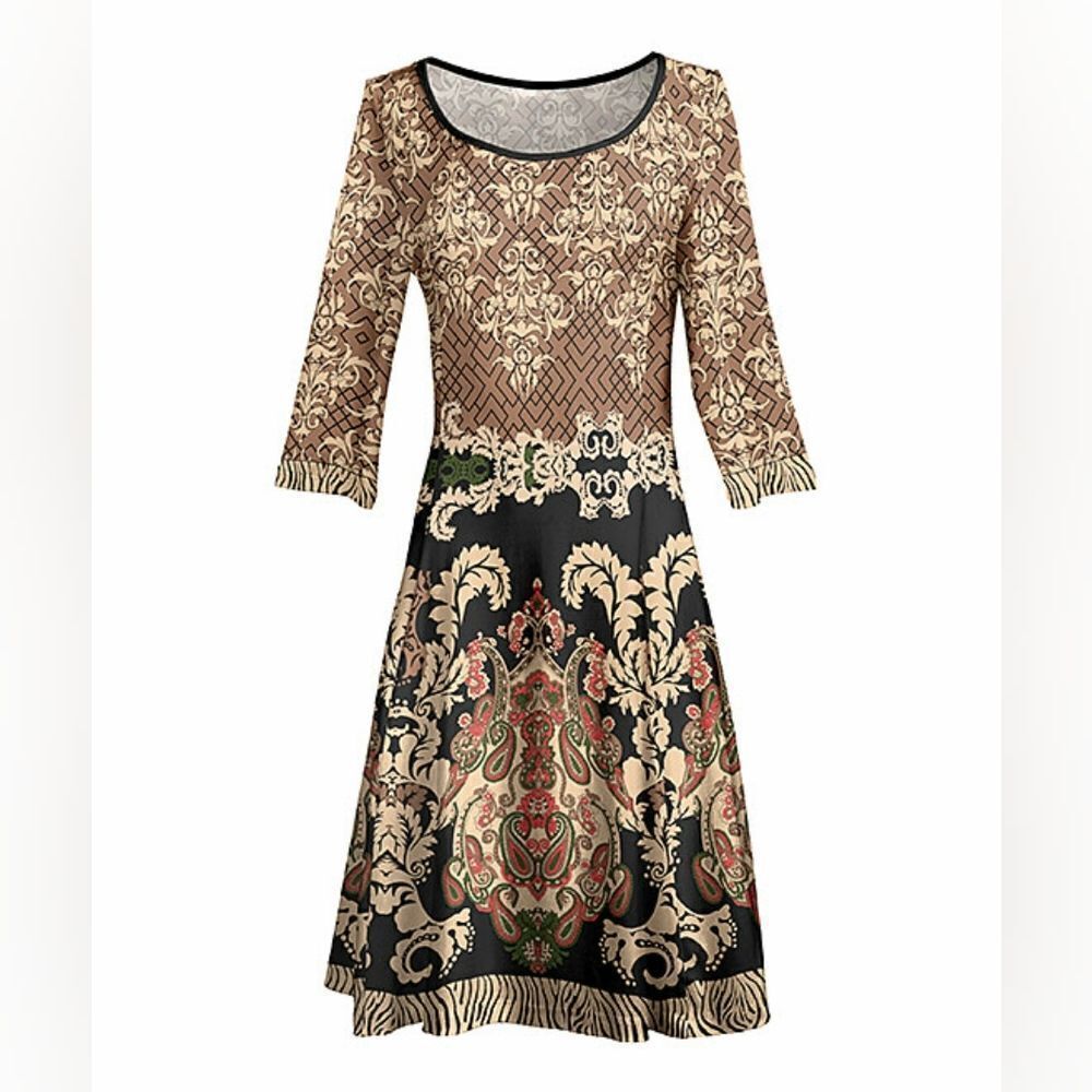 Lily Three-Quarter Sleeve Midi Dress sz Med